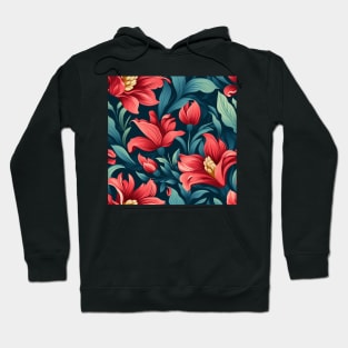 Crimson Blossoming Floral Seamless Pattern Hoodie